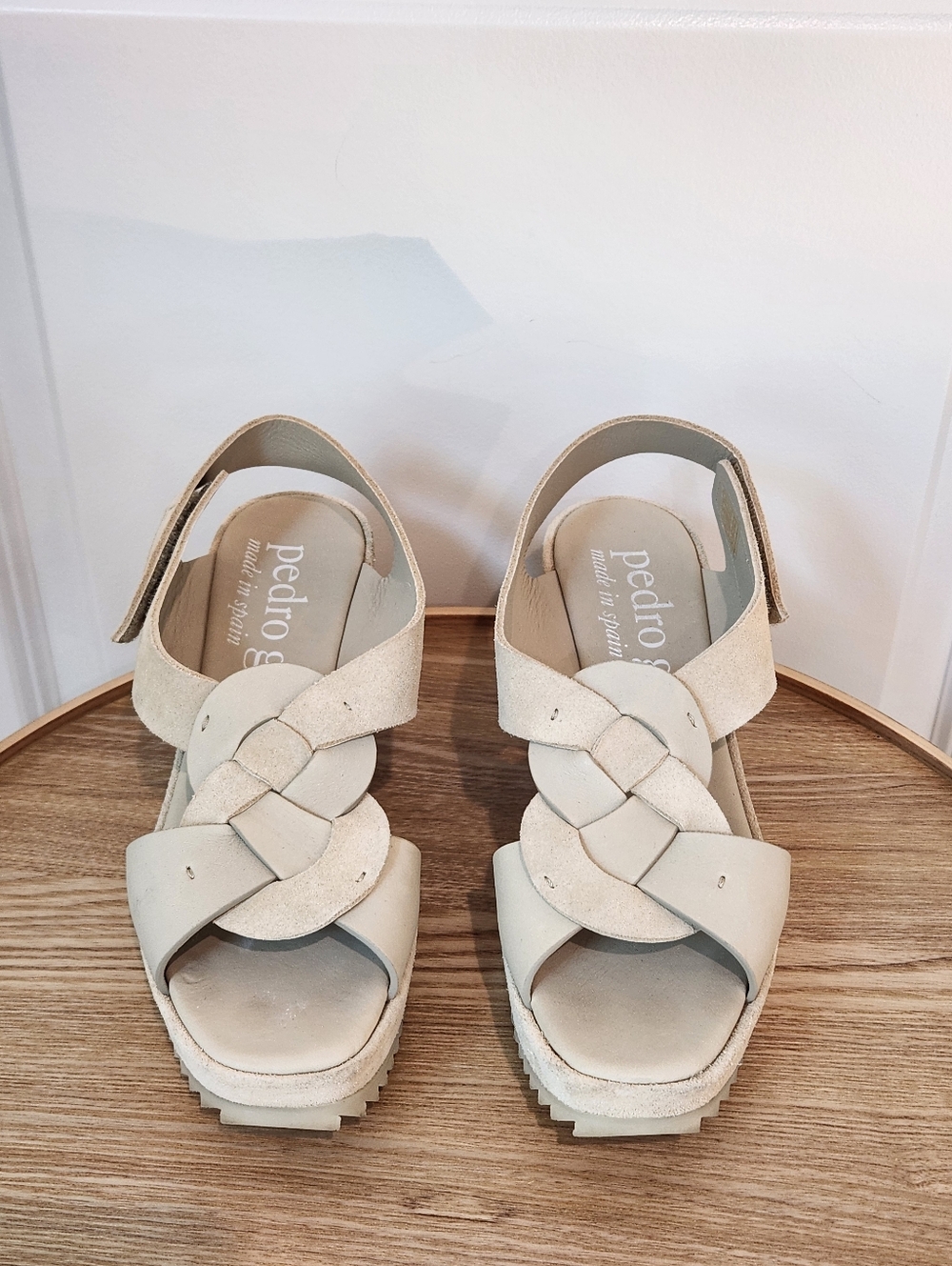 Pedro Garcia Women's Beige Wedge Sandals with Suede Finish New - Picture 11 of 12